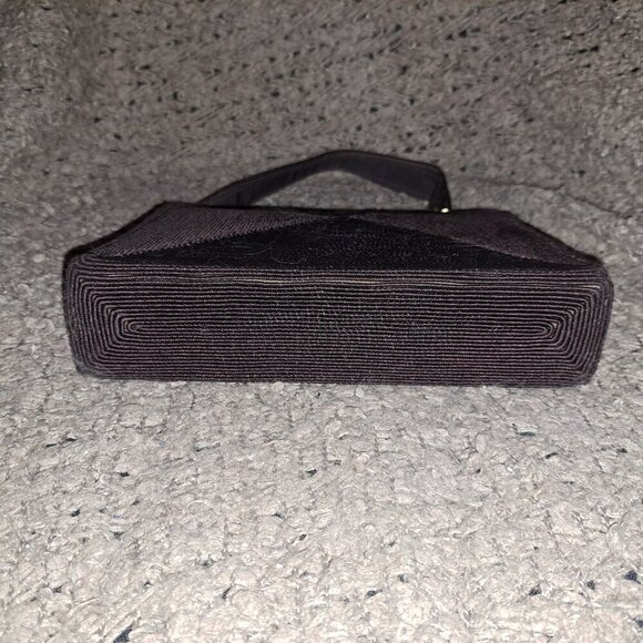 GOLD SEAL-Vintage 50s Corded Chocolate Brown Bag-Attached Coin Purse-Near Mint - Picture 2 of 11